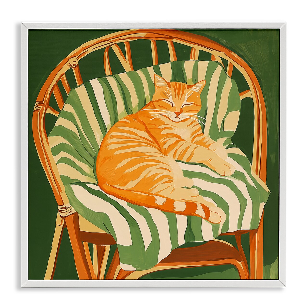Stupell Industries Cat In Rattan Chair Framed Giclee, design by Walker Noble